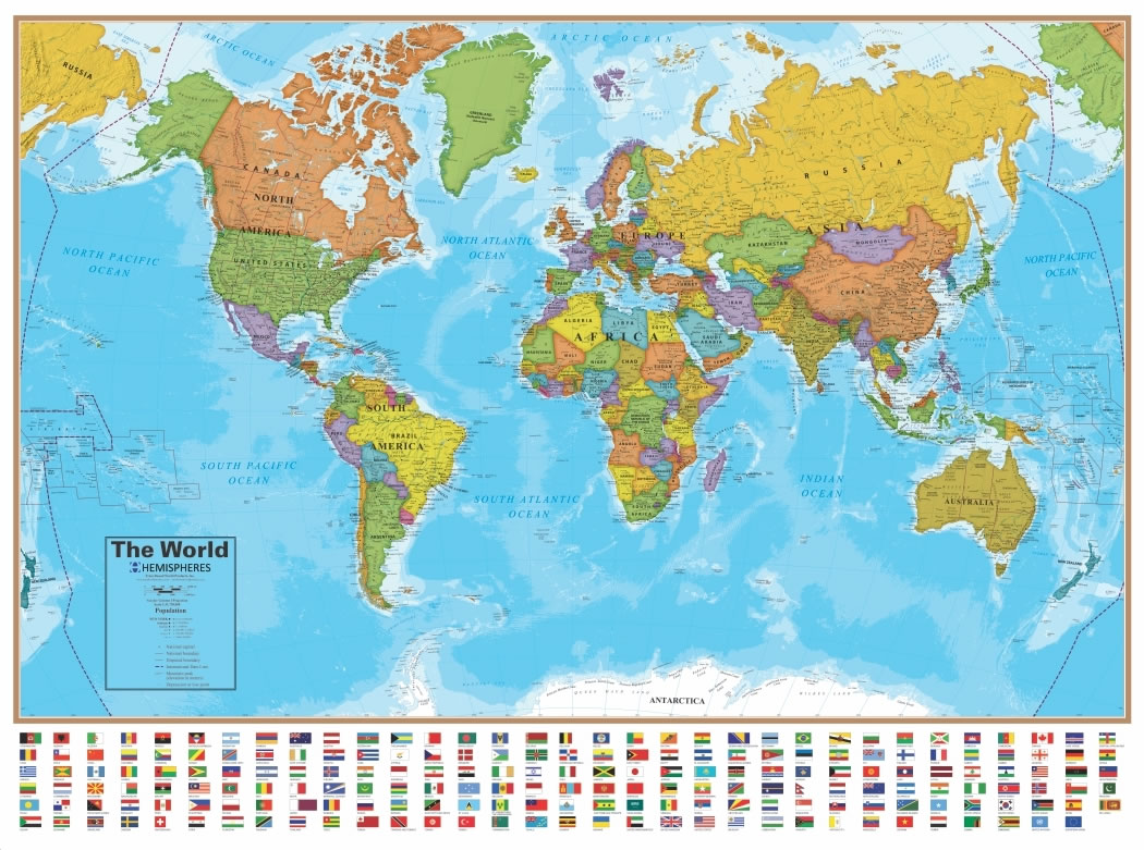 Laminated World Maps Kinderzimmer 2018   World Wall Map Political Lg 