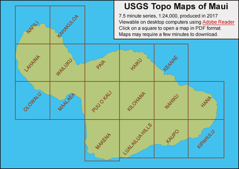 Maui topo map index