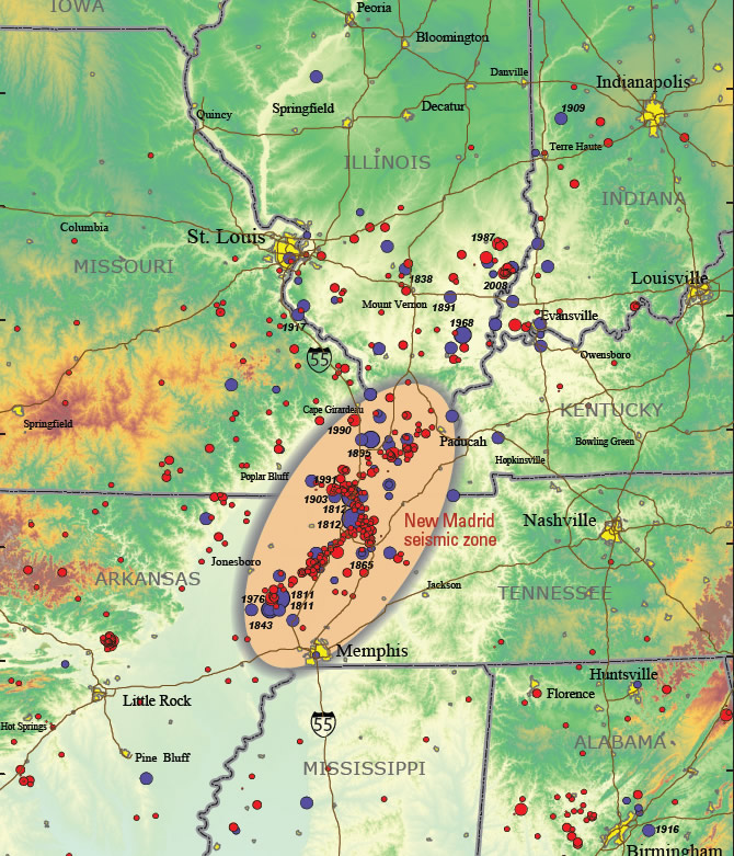 New Madrid Seismic Zone Earthquake Hazard Article And Map