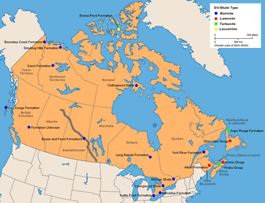 Canada Oil Shale Map
