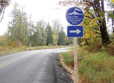 Volcano evacuation sign