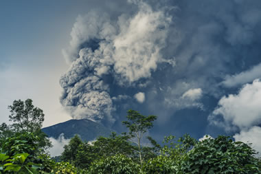 Ash Cloud Over Mount Agung