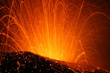 Mount Etna night eruption