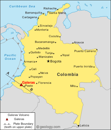 location map for Galeras volcano