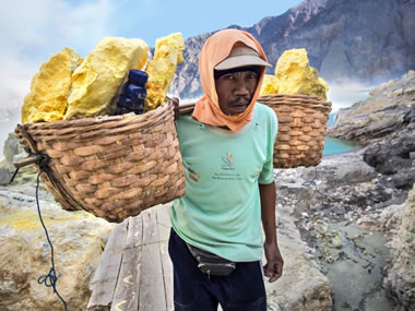 Sulfur mining in Indonesia