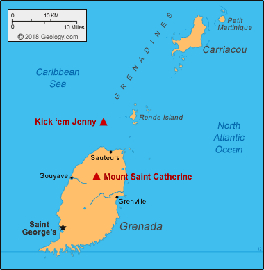 Kick 'em Jenny Volcano Map