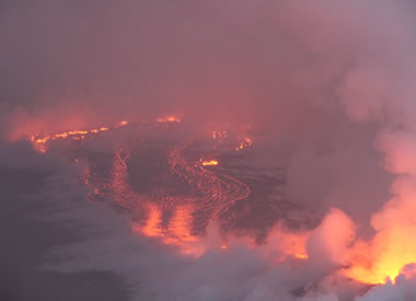 Ocean Entry Through Steam and Rain