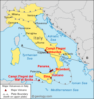 location map for Vesuvius volcano