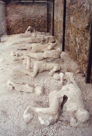 Garden of the Fugitives - plaster casts of people who died in the ashfall associated with the 79 A.D. Vesuvius eruption