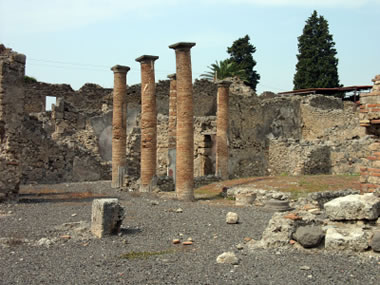 Brick columns at the Pompeii ruins