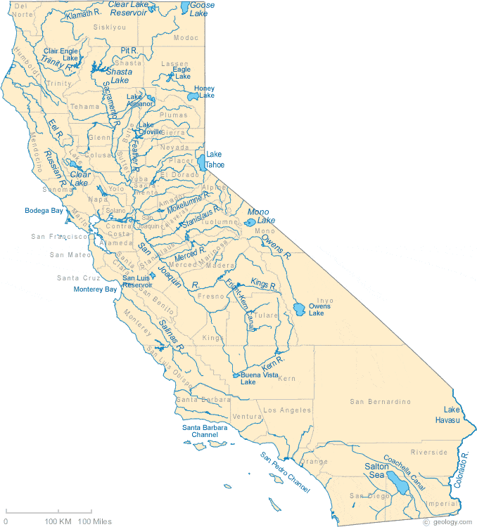 map of California rivers