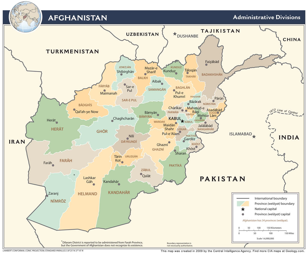 Afghanistan Political Map 