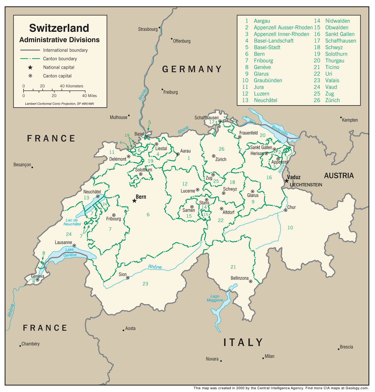 Switzerland Political Map 