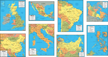 political world map with scale