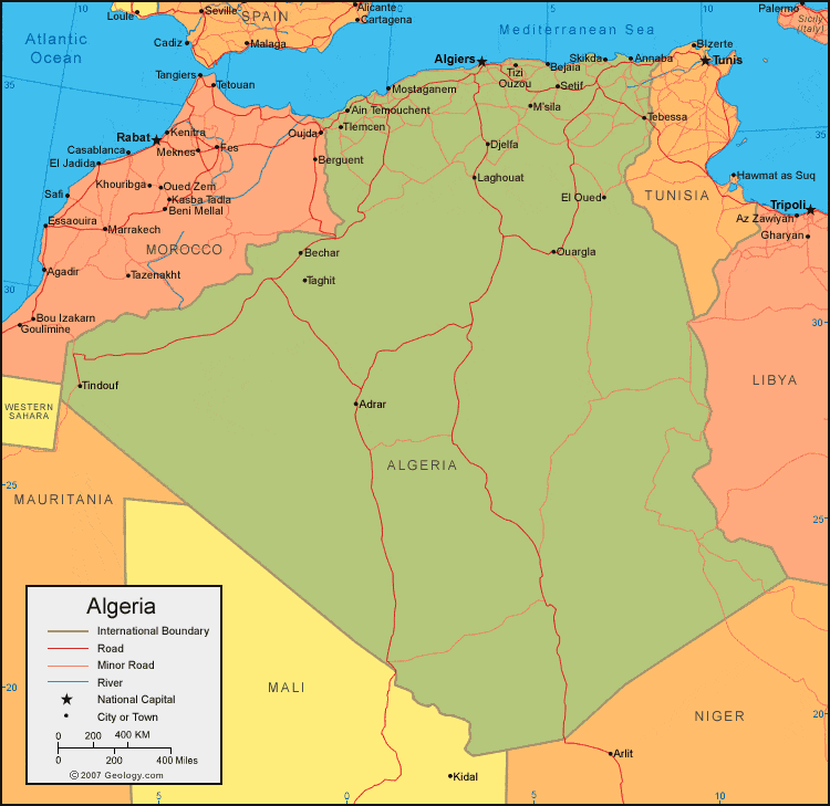 Where Algeria Is Map Of The World Tourist Map Of English   Algeria Map 