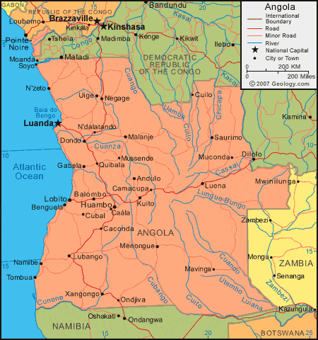 Angola political map