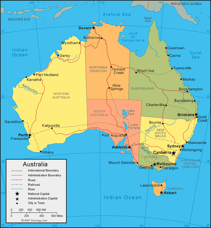 Australia Map And Satellite Image