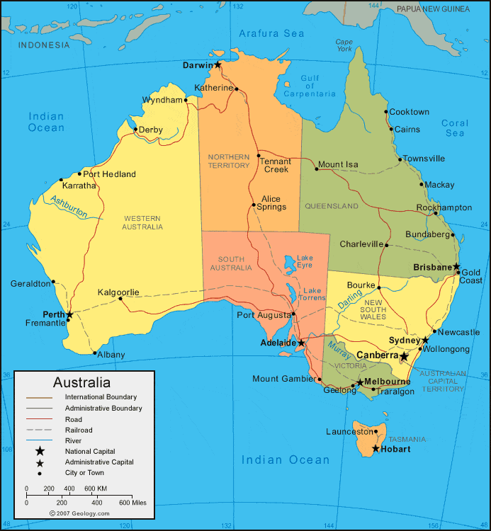 australian physical map