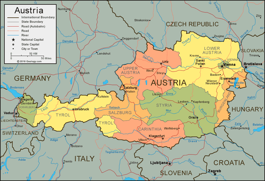 Austria Map and Satellite Image