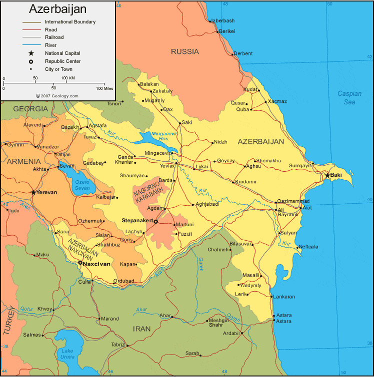 Azerbaijan Map and Satellite Image