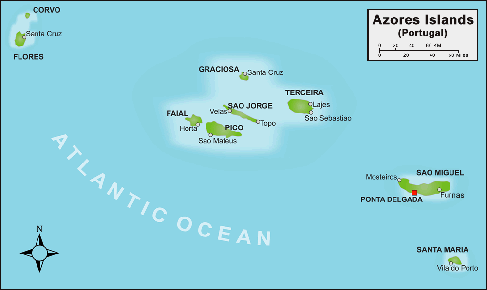 Azores Islands Maps And Satellite Image   Azores Map 