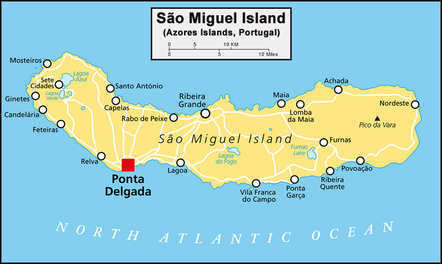 Azores Sao Miguel Map 