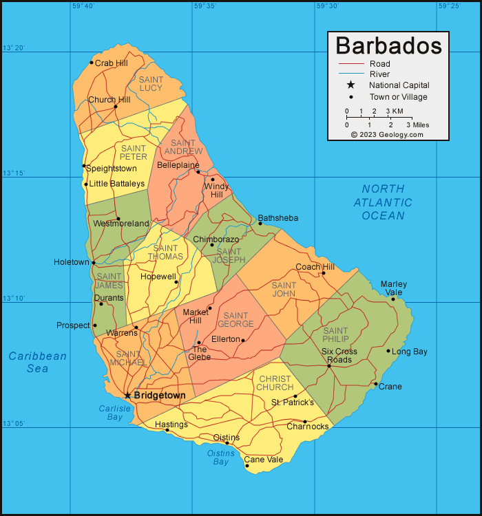 Barbados political map