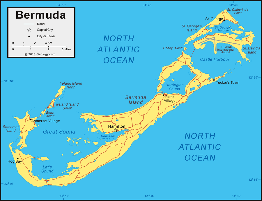 Map Of Usa And Bermuda Bermuda Map and Satellite Image