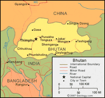 Show Me A Map Of Bhutan Bhutan Map And Satellite Image