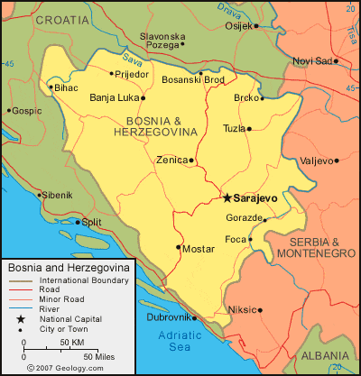 Bosnia and Herzegovina political map