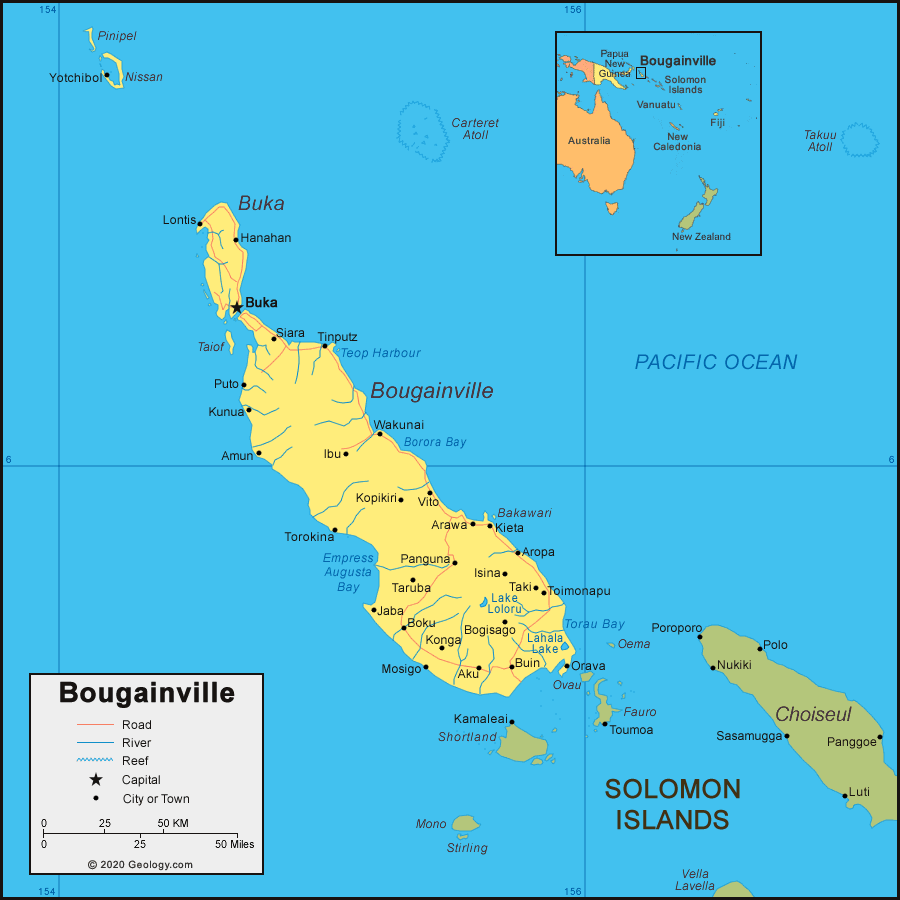 Bougainville Map and Satellite Image