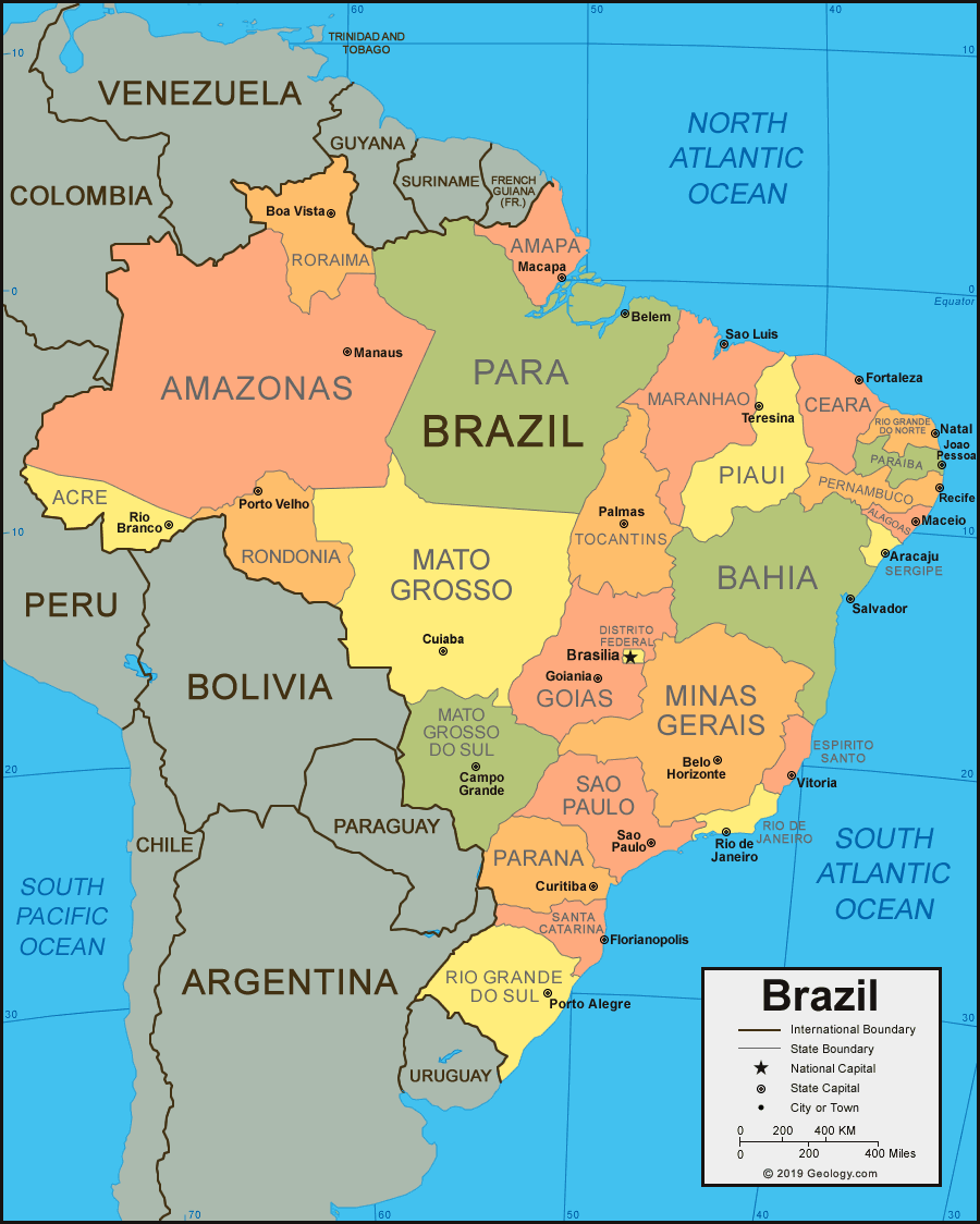 Mappa Del Brasile E Immagine Satellitare Carlos Ramirez   Brazil States Map 