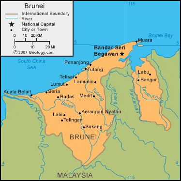 Brunei In Map Of World Brunei Map And Satellite Image