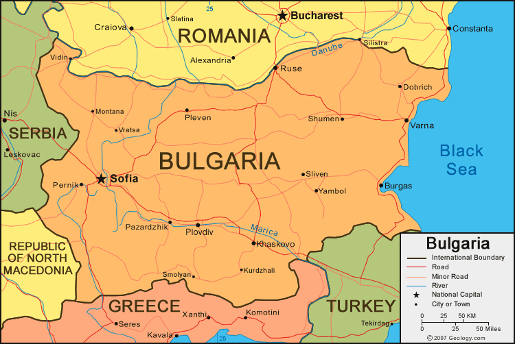 Bulgaria In Map Of Europe Bulgaria Map And Satellite Image