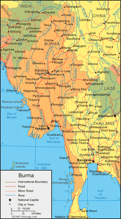 myanmar on map