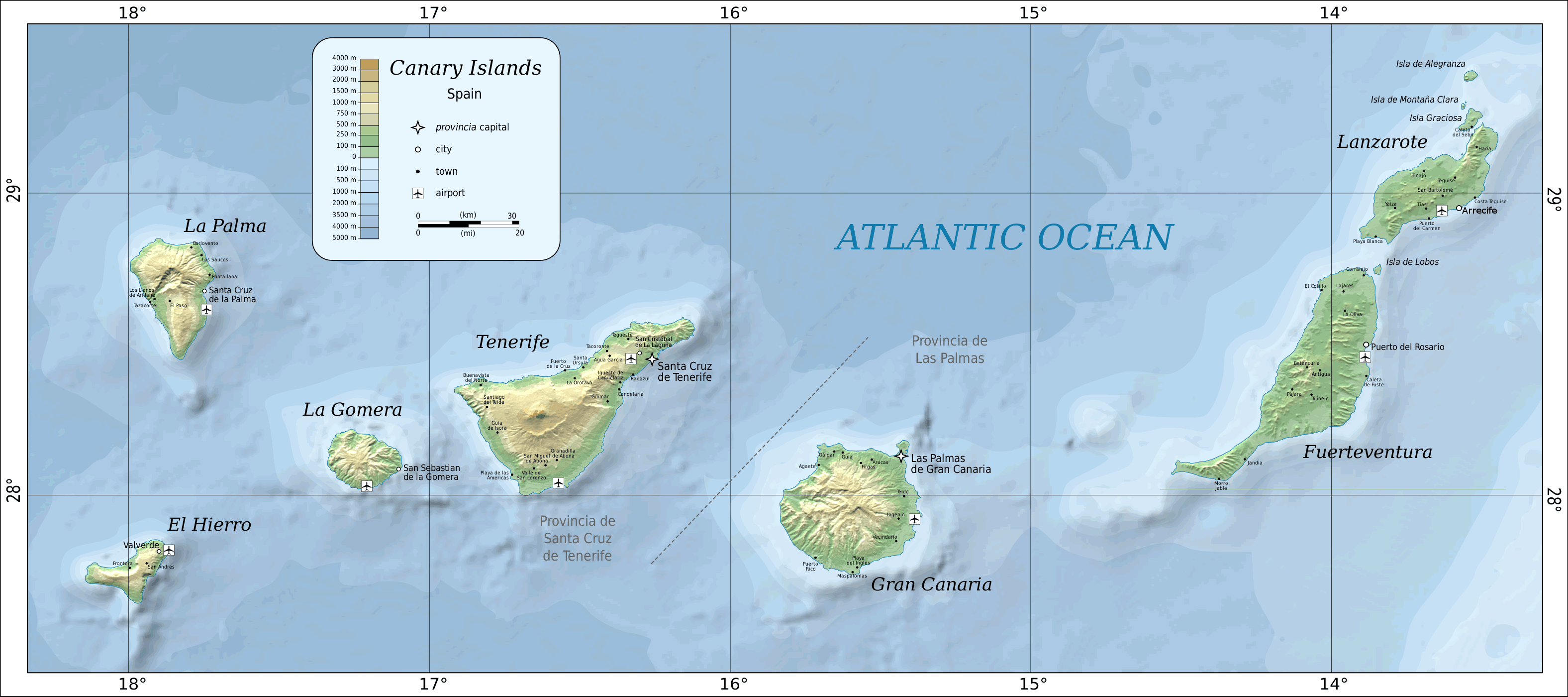 Canary Islands Map And Satellite Image   Canary Islands Map 