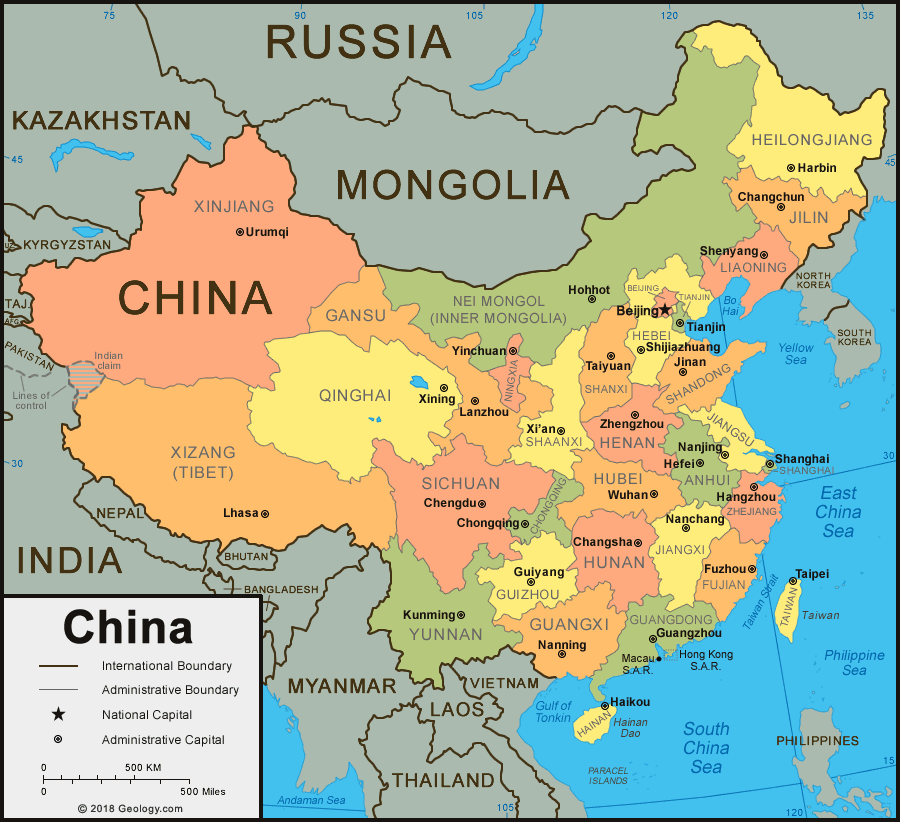 China Map And Satellite Image