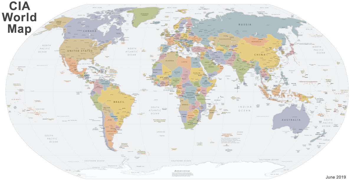 political world map with scale