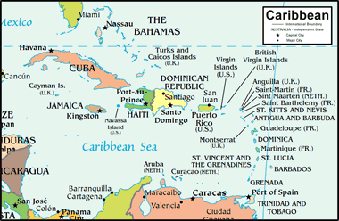CIA map of the Caribbean