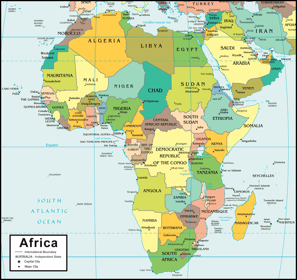 LOCATION, POSITION, SIZE AND POLITICAL DIVISIONS OF AFRICA