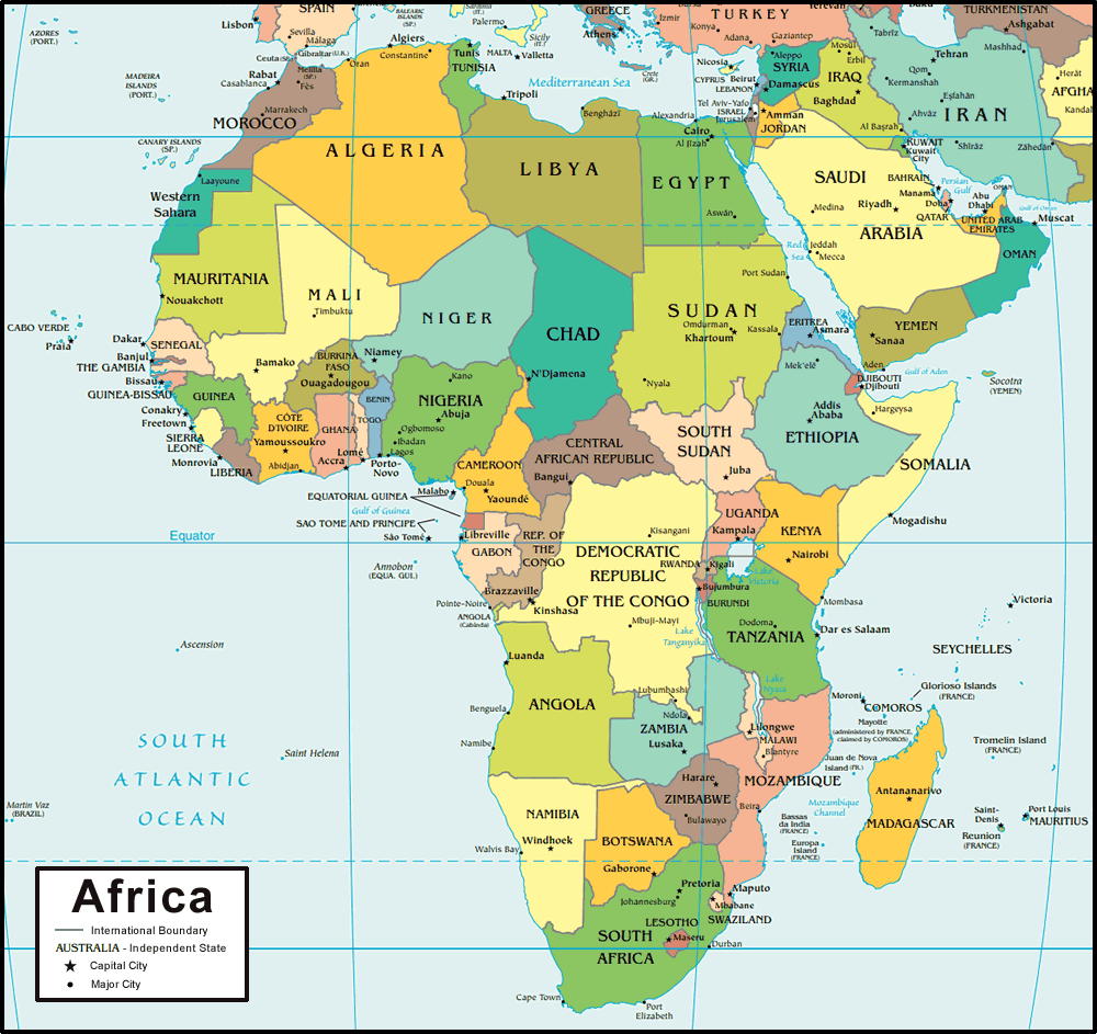 Africa Map And Satellite Image