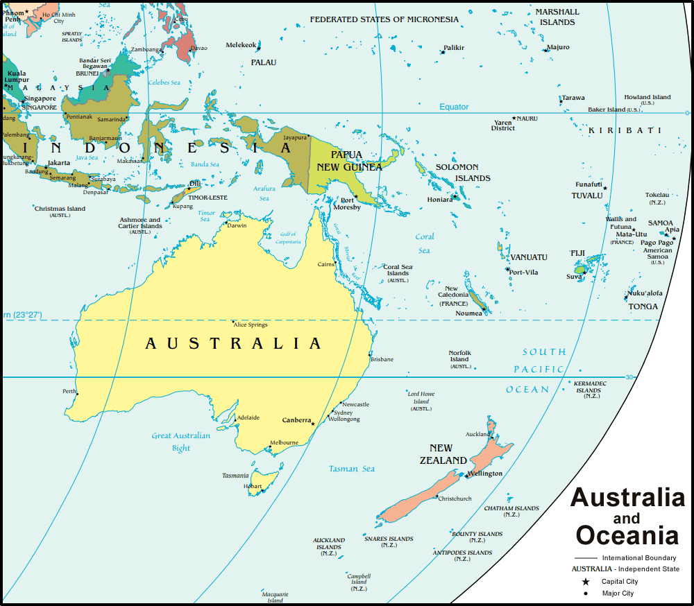 Australia Continent Political Map - Arlana Nannette