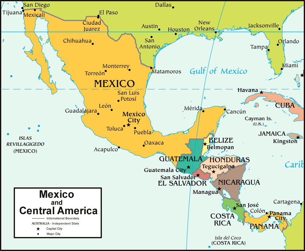 simple mexico and central america map Mexico Map And Satellite Image simple mexico and central america map