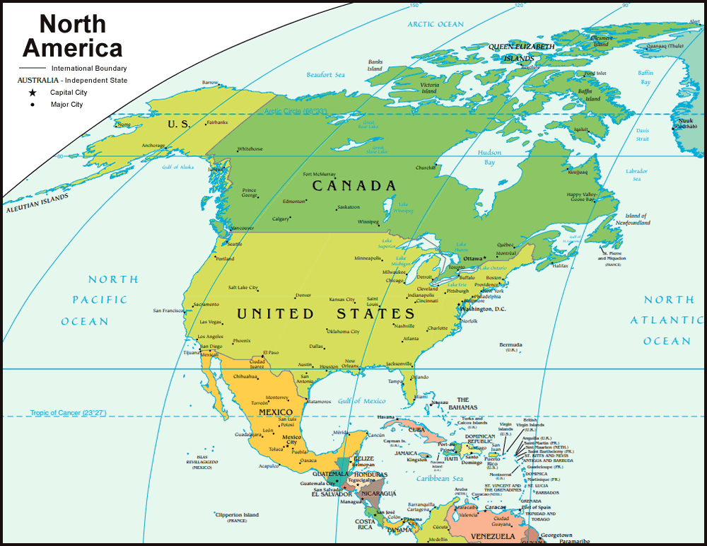 North America Map And Satellite Image   Map Of North America 