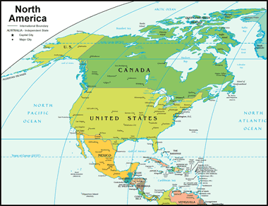 CIA map of North America