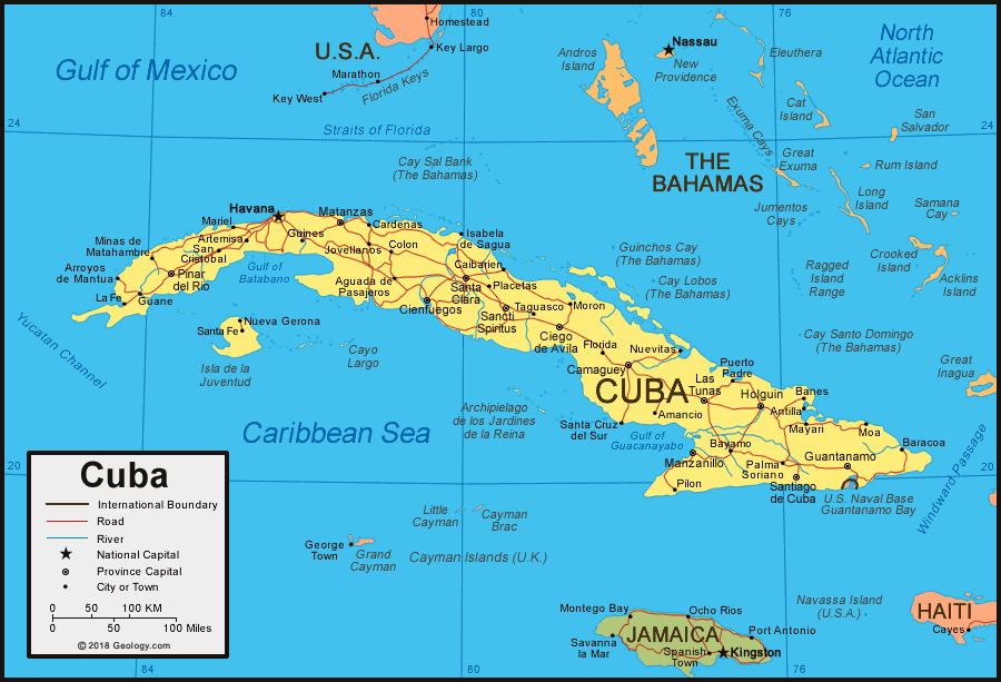 Cuba Map And Satellite Image