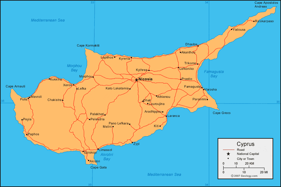 Cyprus political map