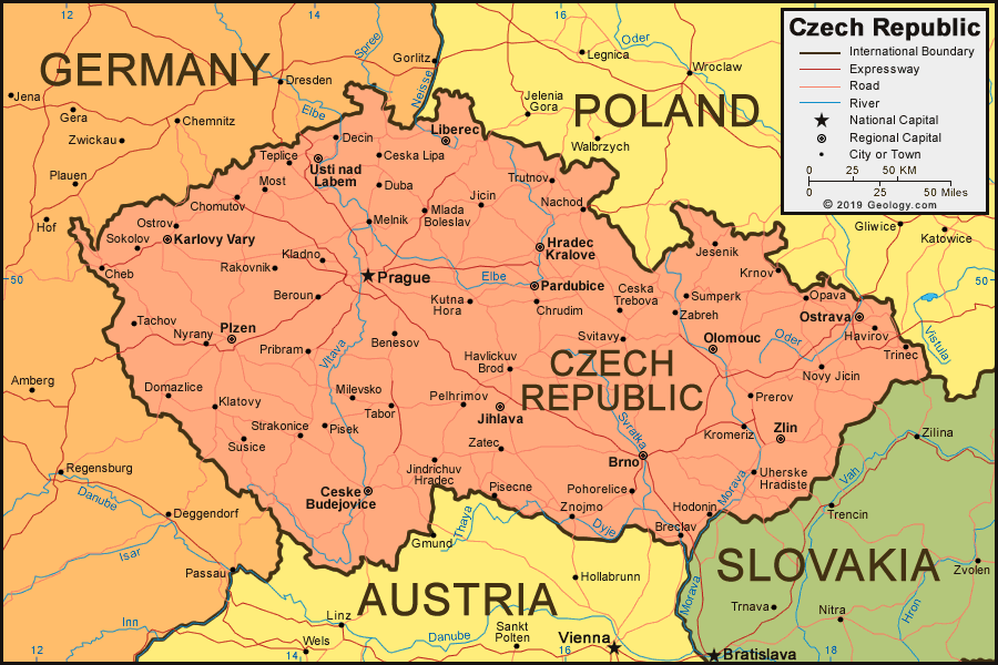 Czech Republic political map