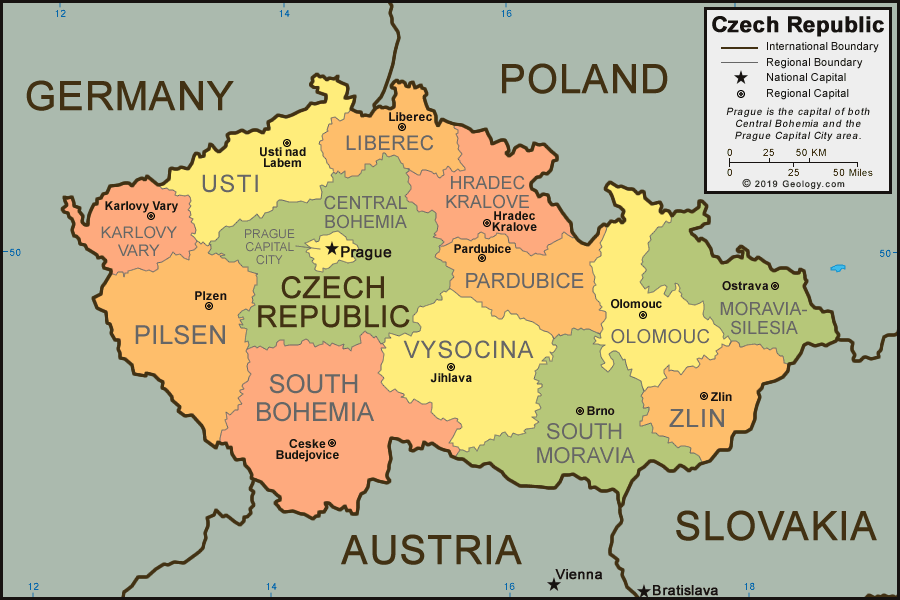 Map of Czech Republic regions