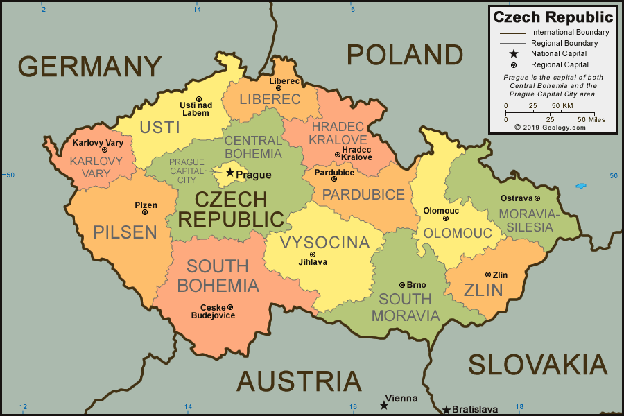 map of germany and czech republic Czech Republic Map And Satellite Image map of germany and czech republic